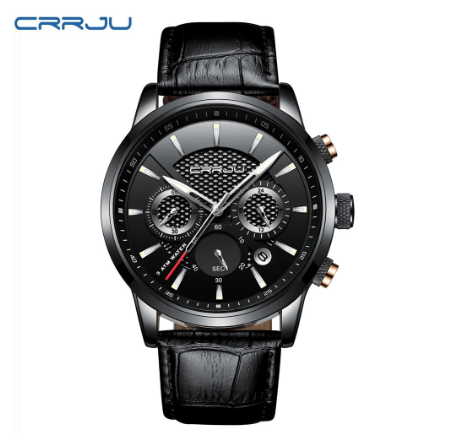 Reloj Hombre Sports Waterproof Chronograph Men's Watch 2021 CRRJU Automatic Quartz Leather Casual Watch 2212 M5