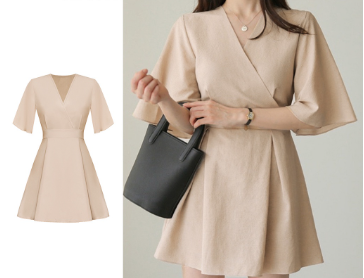 Lovito Women Casual Plain Draped Dress L70AD141 Light Khaki