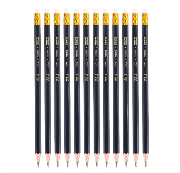 Deli 12Pcs/Set 2B Graphite Pencil For Drawing Sketch Pencil Set With Eraser School Supplies EU20200
