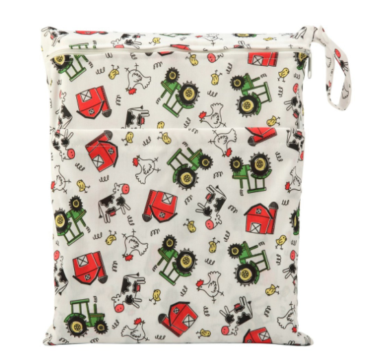 30x37cm Cloth Diaper Wet Dry Bags Double Zipper Mixed Color Printed Portable Waterproof Dag Storage Bag Swimwear Bag C25