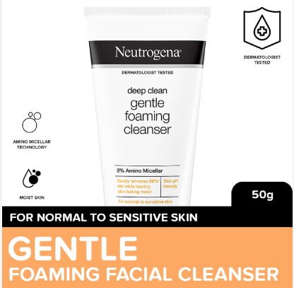 Neutrogena Deep Clean Gentle Foaming Cleanser 50g - Moisturizing Facial Wash for Combination Skin