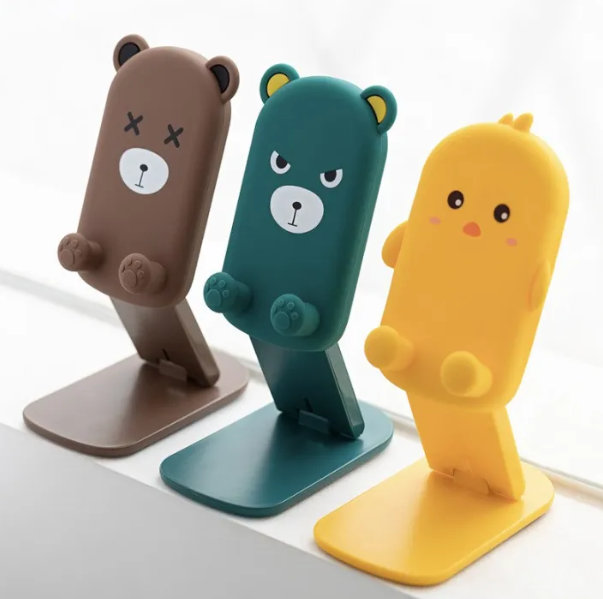 Cute Cartoon Bear Portable Cellphone Holder Mobile Phone Stand Foldable Lifting CP Stand