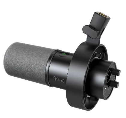 Fifine K688 USB Dynamic Cardioid Desktop XLR Microphone with Shock Mount, Volume Control