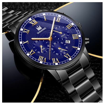 Men's Waterproof Quartz Business Wacthes Stainless Stee Original Relo Waterproof Luminous Gold Watch For Men BLUE GOLD