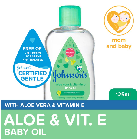Johnson's Aloe Vera with Vitamin E Baby Oil 125ml- Newborn, Baby Massage Oil, Baby Oil for Newborn