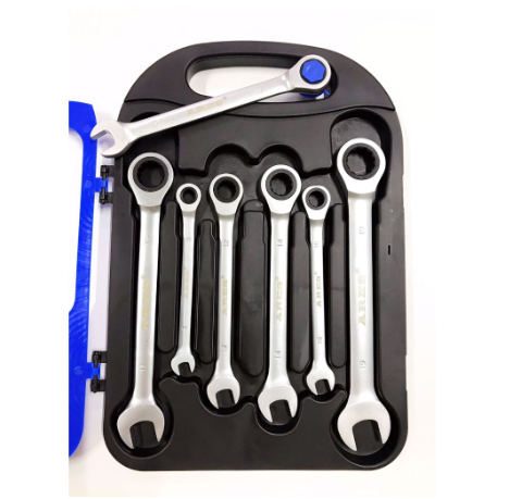 Ares8-19 7pc Gear Wrench Chrome Vanadium Steel set Metric Fixed Head Ratchet Spanner Hand Tools