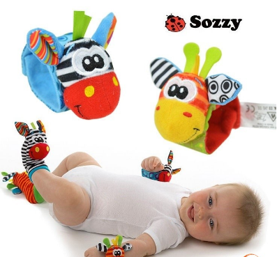 H.B-A Pair Sozzy Baby Infant Soft Toy Wrist Rattles Finders