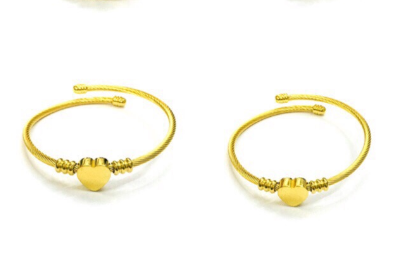 Stainless Gold Bangles Heart Design