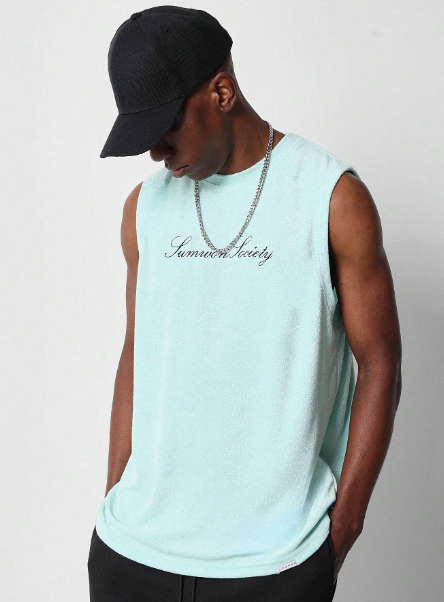 SUMWON Towelling Tank Top With Front Embroidery