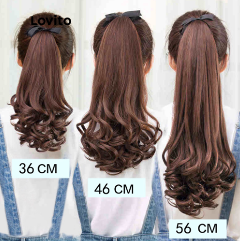 Casual Plain Extension Ponytail Lace Up Wavy Wigs for Women LWI46008 Brown Black / Dark Brown / Light Brown