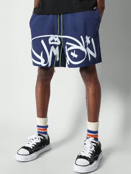 SUMWON Nylon Swim Short With Graffiti Print