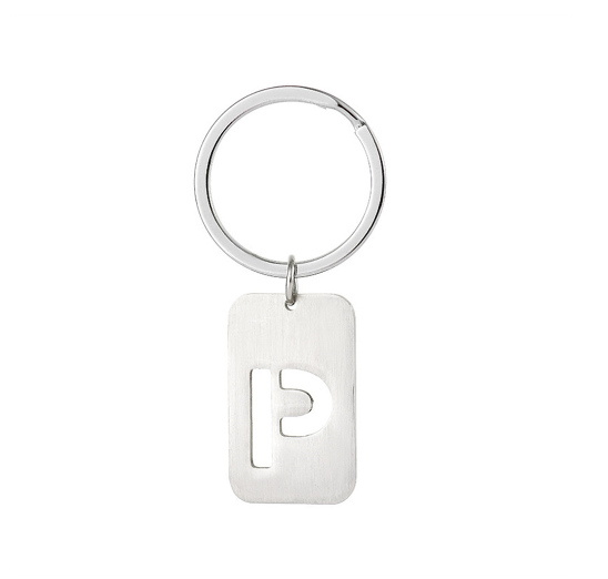 1Pcs Simple Stainless Steel 26 Letter Keychains Fashion Sliver Color Initials Keyrings Handbag Charms Ornaments Souvenir Gifts P