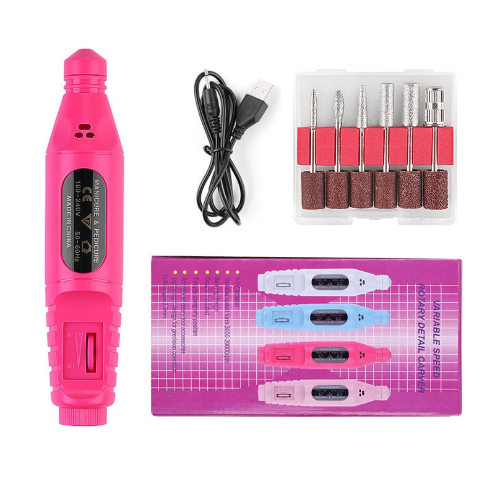 Electric Nail Drill Machine Usb Plug Set With 6 Bits Pedicure File Polishing Tool