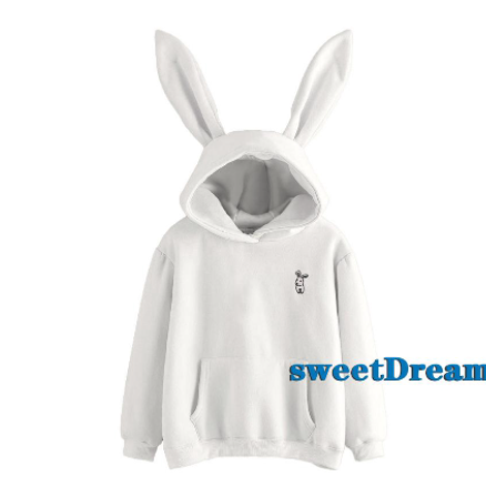Womens Bunny Rabbit Ears Hoodie Hoody Sweatshirt Ladies