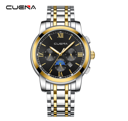 CUENA Men's Watches Original Brand Stainless Steel Waterproof Quartz Analog Business Sports 6052 M4