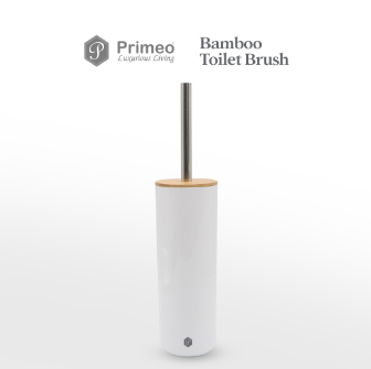 PRIMEO Bamboo Toilet Brush with Brush Holder 9.1x26.8/40cm Portable Bathroom Cleaning Essentials