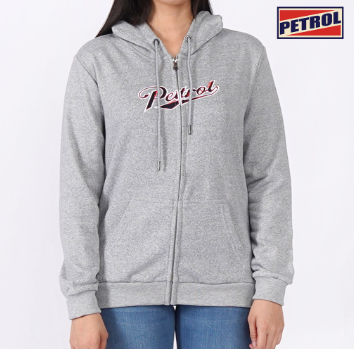 Petrol Basic Ladies Jacket with Hoodie and Pocket for Women Regular Fitting 121158 (Heather Gray)