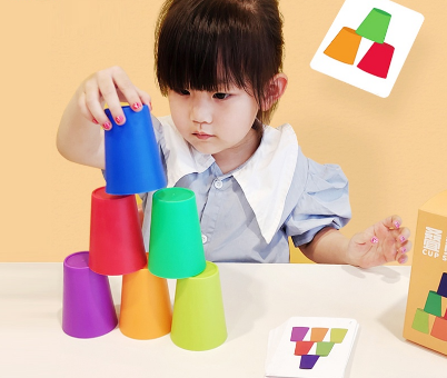 Kids Stacking Cup Toy Rainbow Stack Tower Cups Concentration Balance Ability Training Montessori Early Learning Toys