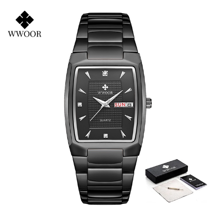 Wwoor Luxury Gold Women Bracelet Watches 2022 Design Square Ladies Dress Quartz Wristwatch FULL BLACK