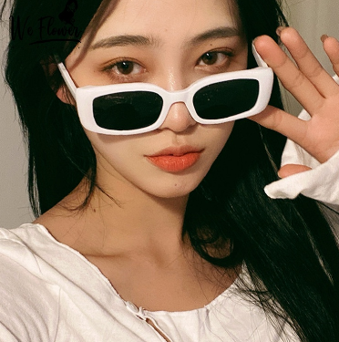 Vintage White Narrow Frame Sunglasses for Women UV400 Retro Fashion Sunglasses Eyewear