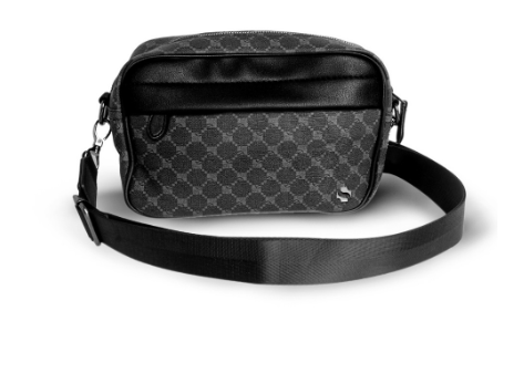 Shigetsu HINO Leather Sling Bag for men black grey pattern crossbody bag shoulder bag mens side bag