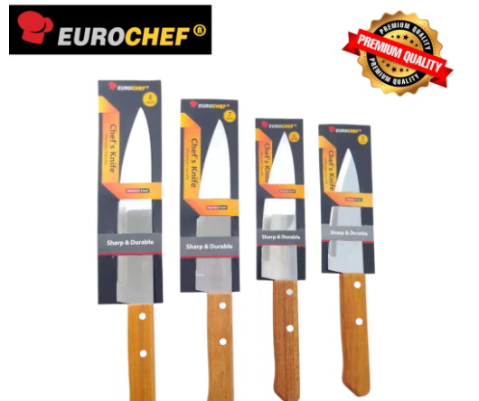 Eurochef Chef`s Knife 5" 6" 7" 8" Wooden Handle dual rivet for secured handle. Suitable for everyday