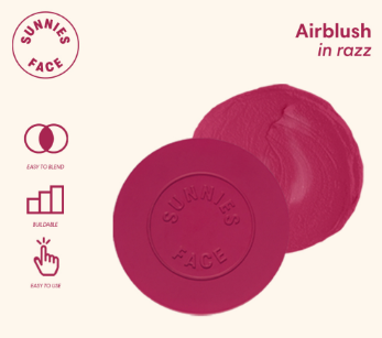 Sunnies Face Airblush Cream Blush & Cheek Tint Razz