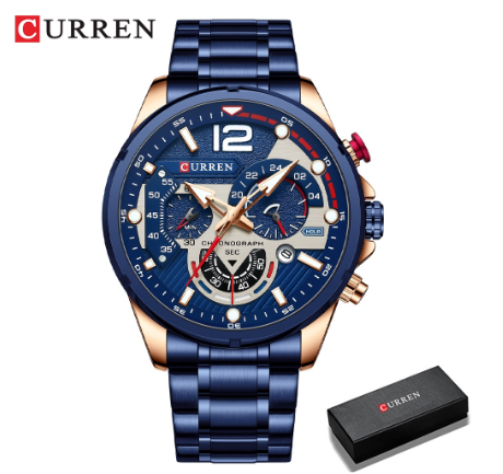 Curren Men's Quartz Watch Top Fashion Brand Stainless Steel Creative Date Sport 8395 01