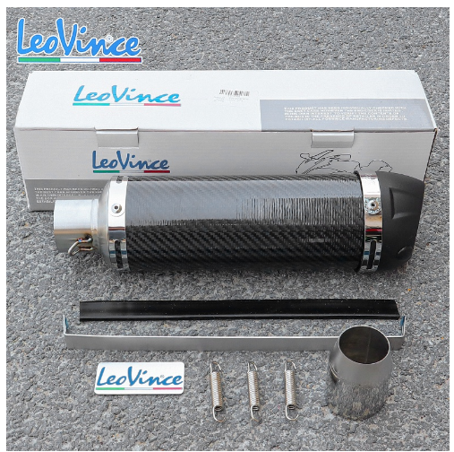 LeoVince Motorcycle Exhaust Pipe Muffler 51MM Universal Exhaust Tailpipe Canister Pipe Universal