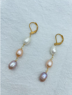 Natural freshwater rice pearl earrings for women all-matched daliy jewelry
