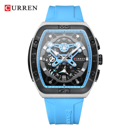 CURREN Original Men's Watches Top Brand Chronograph Luminous Pointer Dial Silicone Strap Fashion Casual Business Sports Quartz Watch