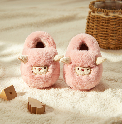 Cheerful Mario Small Sheep Cotton Slippers Lady Bag with New  Winter Lovely Family Shoes Indoor Woolen Shoes