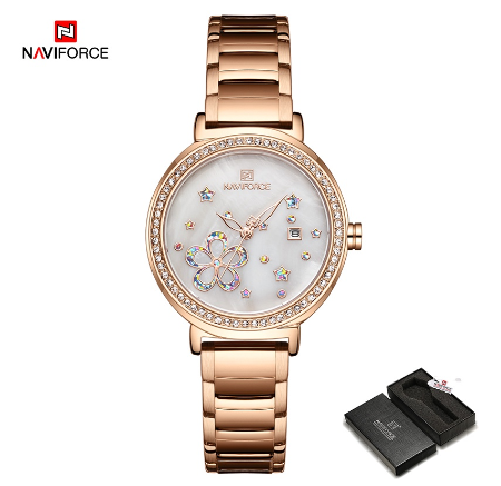 Naviforce NF5016 Women Luxury Brand Gold Casual Dress Ladies Quartz Waterproof Girls Watches ROSEGOLD