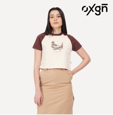 OXGN Let's Get Away Graphic Print T-Shirt For Women (Mocha)