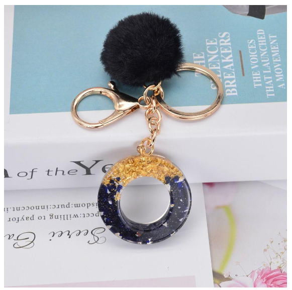 Lanfy Black Pompom Letter Keychain 26 Letter Initials Alphabet A To Z 26 Alphabet Keyring Cute A To Z 26 Black Pompom Resin Birthday Gifts O