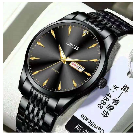 ORUSS Original Swiss Luxury Stainless Steel Waterproof Watch Men's Calendar Luminous Simple Trendy Korean Watch M1