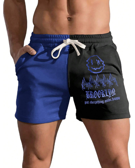 Manfinity LEGND Men's Letter Flame Print Drawstring Waist Shorts