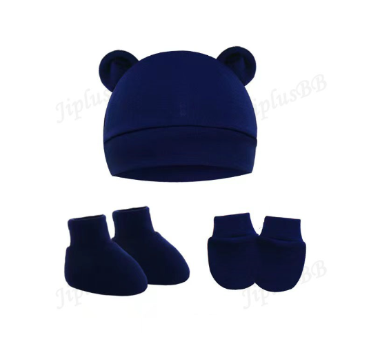 Baby hat Baby Mittens Booties Set newborn cap infant hats fashion Soft Cotton newborns Beanie 40