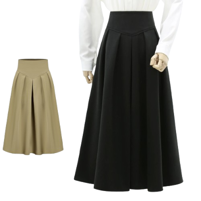 Lovito Casual Plain Pleated Skirt for Women L74ED274