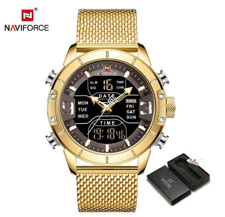 Original Brand NAVIFORCE Waterproof Men Watch Top Fashion Chrono Sport Casual Dual Display Men's Watches 9153 m3