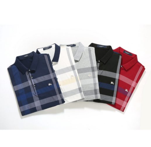 Men Polo Shirt Cotton Short Sleeve Polo Shirt 3-color Plaid Shirt Casual Shirt  Business Wear