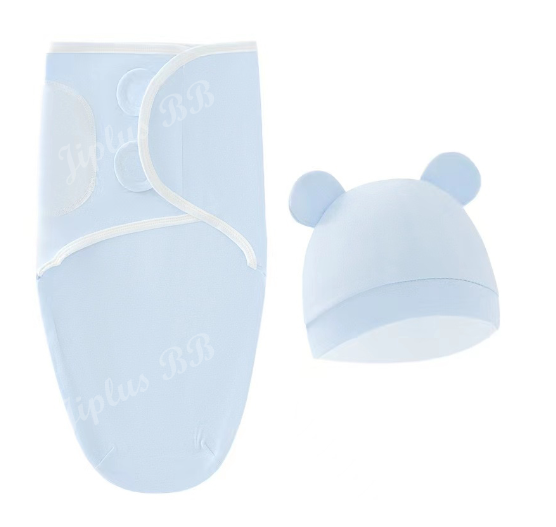 Newborn Baby Muslin Swaddle Blanket Hat Set Swaddle Bedding Wrap Blanket Baby Swaddling S70