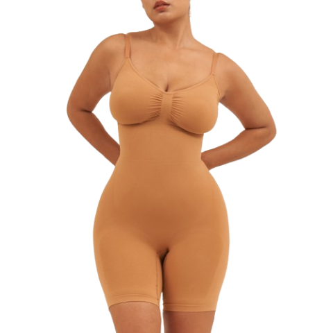 SOLA Sculpting Mid-thigh Shapewear Bodysuit (Camel)