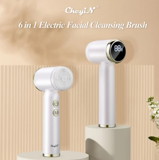 Electric Facial Brush Rotating Pore Cleaner Blackhead Remover LCD Display Rechargeable Cleansing Device Deep Cleansing Exfoliation Brush Waterproof Design Skin Care Tool Gentle Facial Massage