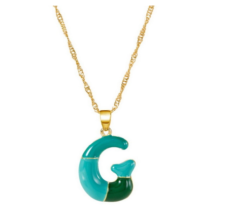 Fashion Simple English Capital A-Z Necklace Colorful 26 Letters Necklaces For Men And Women Jewelry Gifts Drip Oil Summer Letter G