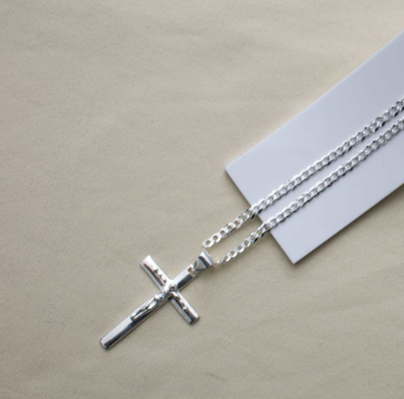 Silver TB021 92.5% Italy Silver Men's Necklace Pendant Pleasing Holy Cross