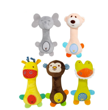 Baby Soft Plush Handbell Rattle Animal Stuff Toy Teether Squeeze Sound