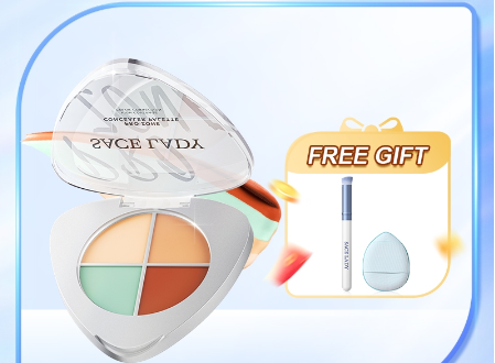 SACE LADY 3 in 1 Full Cover Natural Concealer Palette + Soft Professional Concealer Brush Makeup Kit Matte Flawless Waterproof