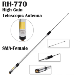 RH770 Telescopic Dual Band High Gain Antenna For Walkie Talkie Two Way Radio Baofeng Kenwood UV-5R