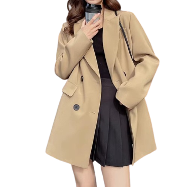 Lovito Women Casual Plain Button Blazer LNE27222 (Khaki)